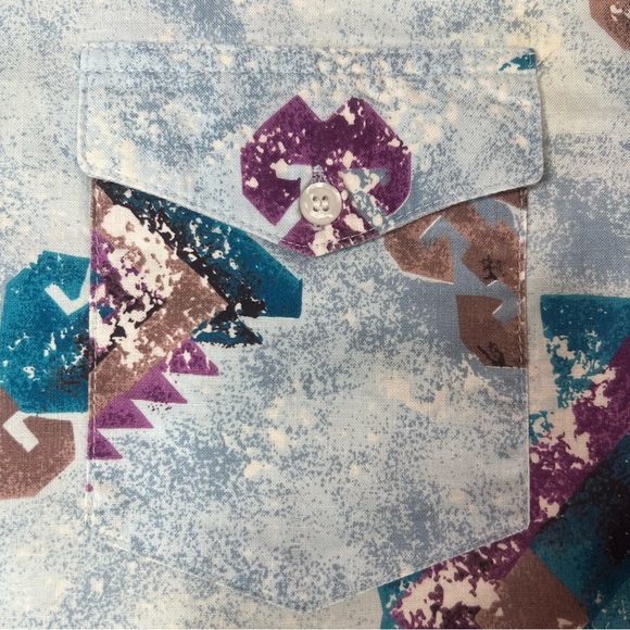 Vintage Wrangler Native American Art Short Sleeve Western Shirt XL X-Long Tails - Picture 4 of 7